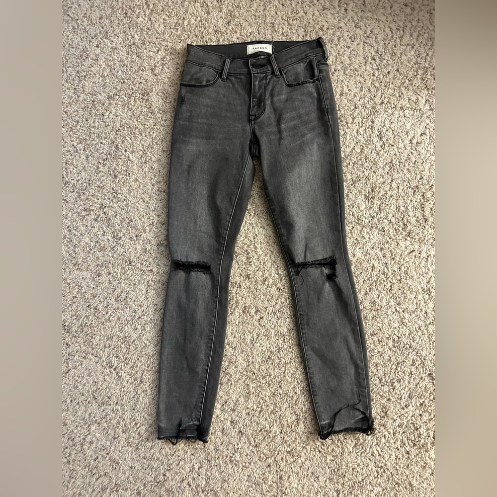 PacSun Ankle Jeggings - Light Black Distrusted- Super Stretch - Size: 23: EUC
